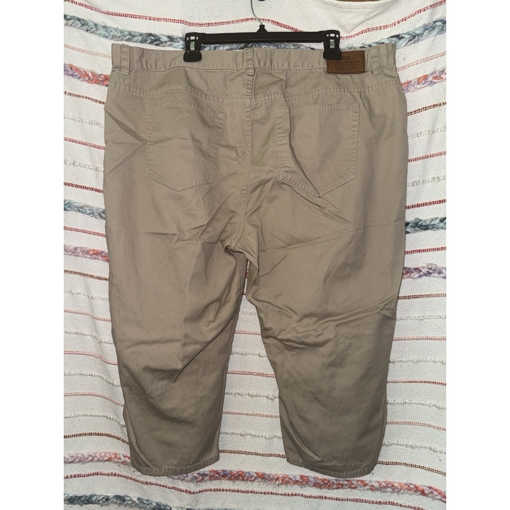 RALPH LAUREN LRL Jean Co. Classic Midcalf Khaki Tan Cotton Cropped Pants 20W - Picture 7 of 11